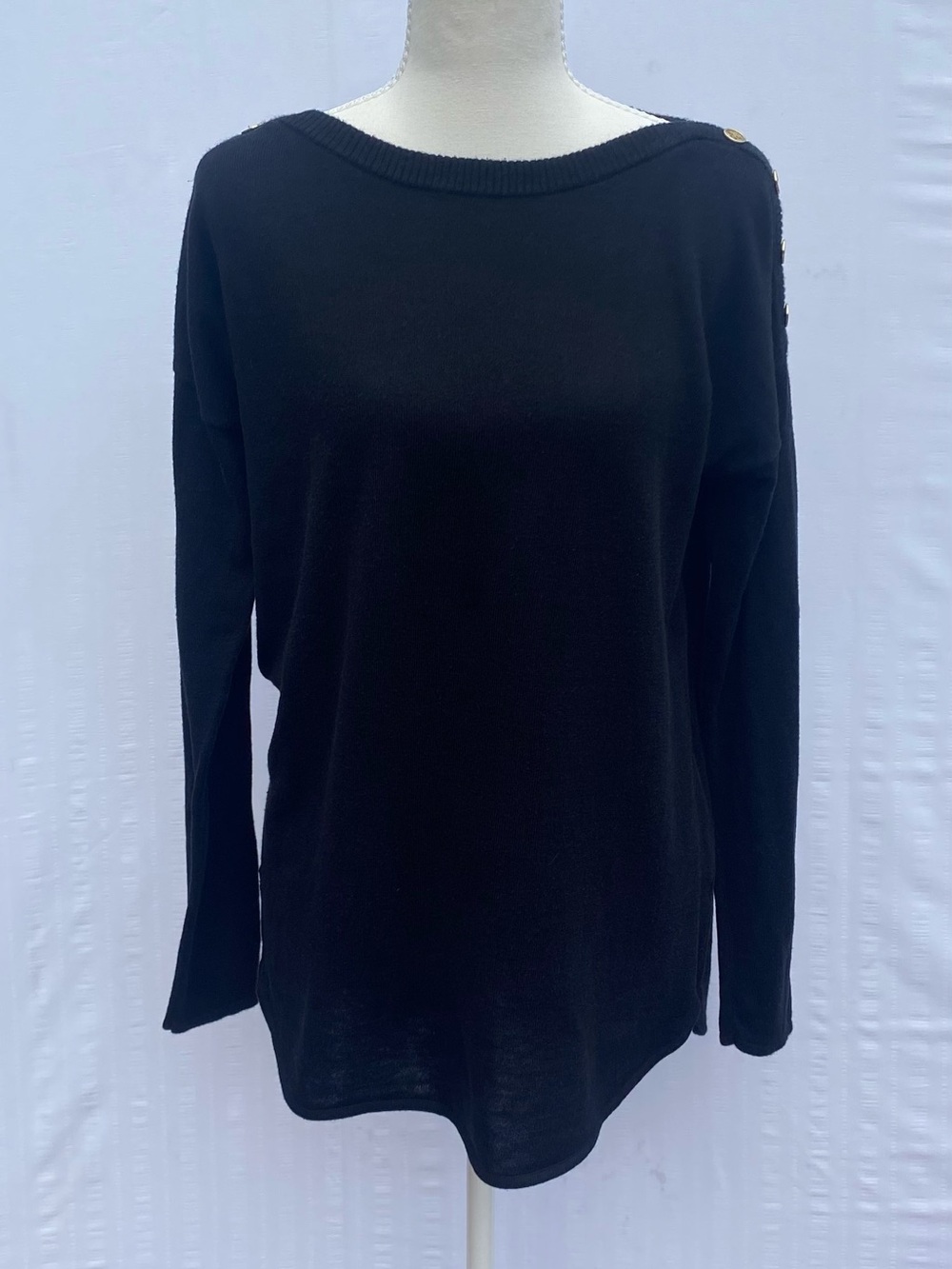 Michael Kors Black Long Sleeve Boatneck Sweater